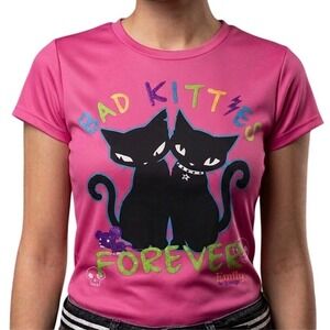 Graphic Tee Women Small Pink Excellent Bad Kitties Forever Cat Shirt